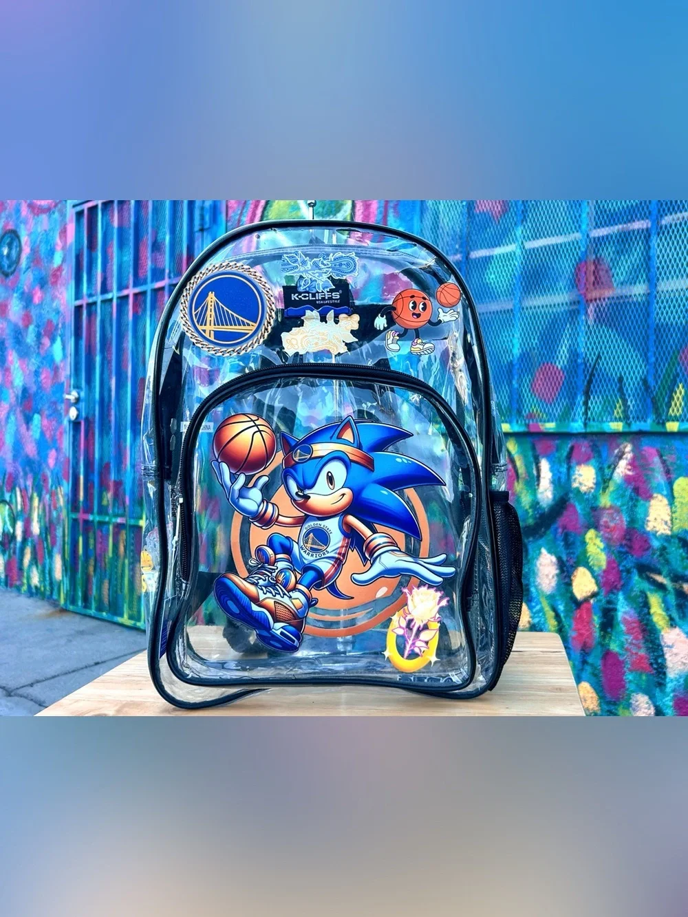 SONIC GSW Basketball Clear Backpack 17” - Black